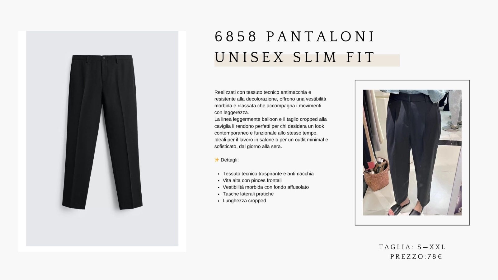 6858 Pantaloni unisex slim fit